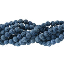 8mm DENIM BLUE LAVA Beads, Aromatherapy Beads, Round Diffuser Beads, Essential Oil Beads, full strand, 50 beads per strand, glv0037
