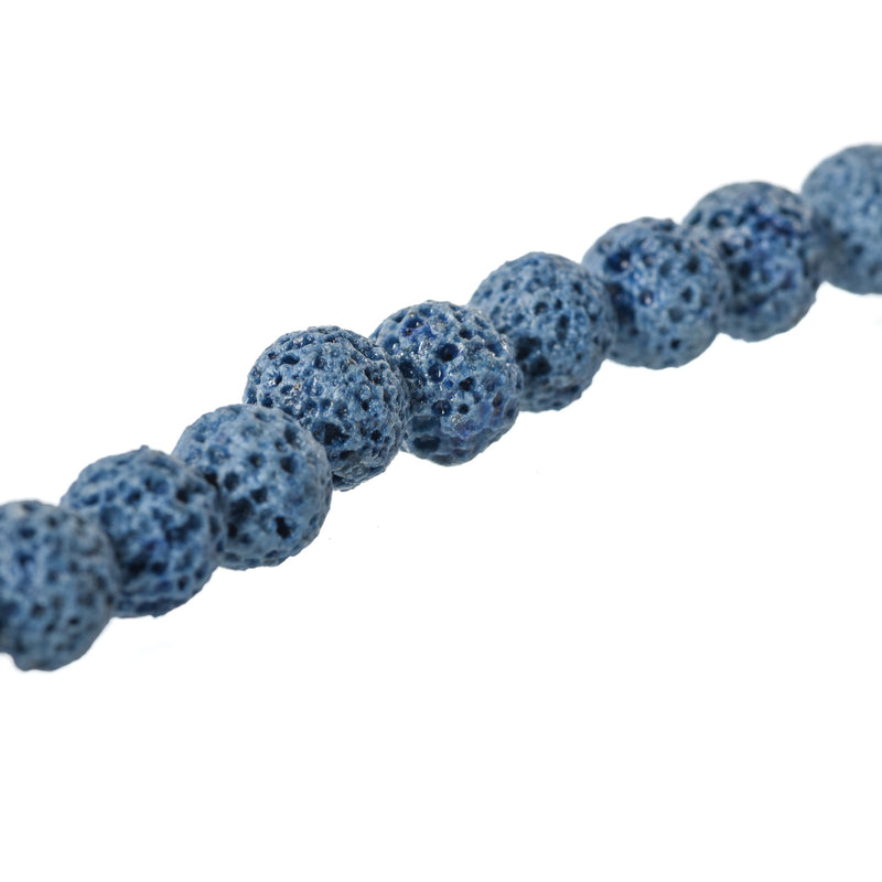 8mm DENIM BLUE LAVA Beads, Aromatherapy Beads, Round Diffuser Beads, Essential Oil Beads, full strand, 50 beads per strand, glv0037