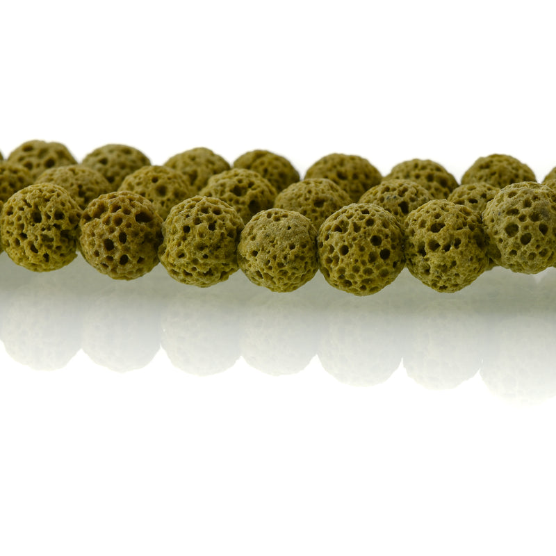8mm LIME GREEN LAVA Beads, Aromatherapy Beads, Round Diffuser Beads, Essential Oil Beads, full strand, 50 beads per strand, glv0038