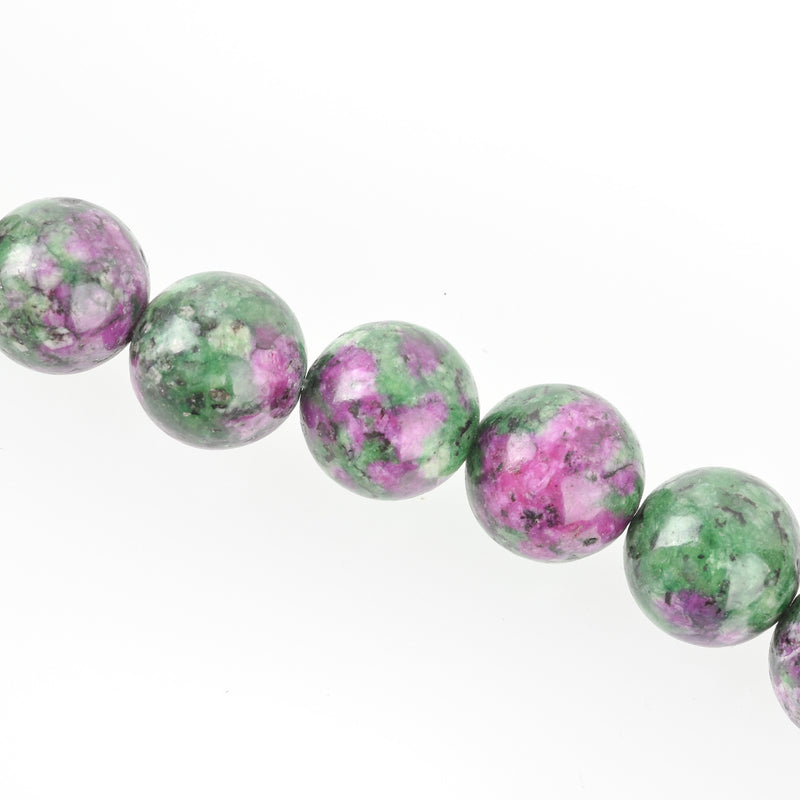 12mm RUBY ZOISITE dyed Howlite Round Gemstone Beads, green and ruby purple, full strand,  gms0011
