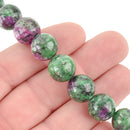 12mm RUBY ZOISITE dyed Howlite Round Gemstone Beads, green and ruby purple, full strand,  gms0011