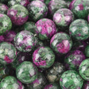 12mm RUBY ZOISITE dyed Howlite Round Gemstone Beads, green and ruby purple, full strand,  gms0011