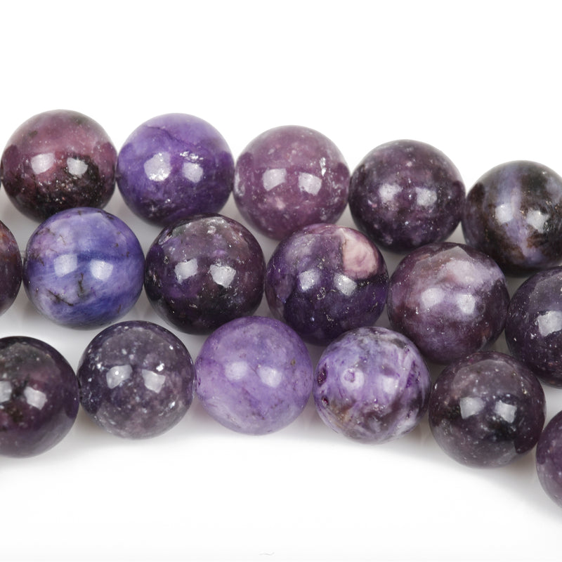 10mm DARK PURPLE LEPIDOLITE Round Gemstone Beads, lots of pretty chatoyance, full strand, about 38 beads, gms0032