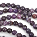 10mm DARK PURPLE LEPIDOLITE Round Gemstone Beads, lots of pretty chatoyance, full strand, about 38 beads, gms0032