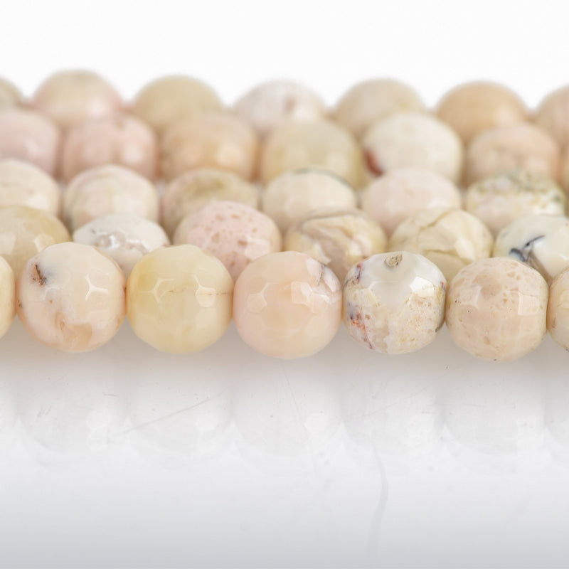 6mm AFRICAN OPAL Beads, round, FACETED natural gemstones, full strand, about 64 beads, gms0059