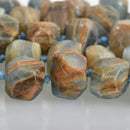 17mm CALCITE NUGGET Beads, Denim Blue faceted natural gemstone, full strand, gms0063