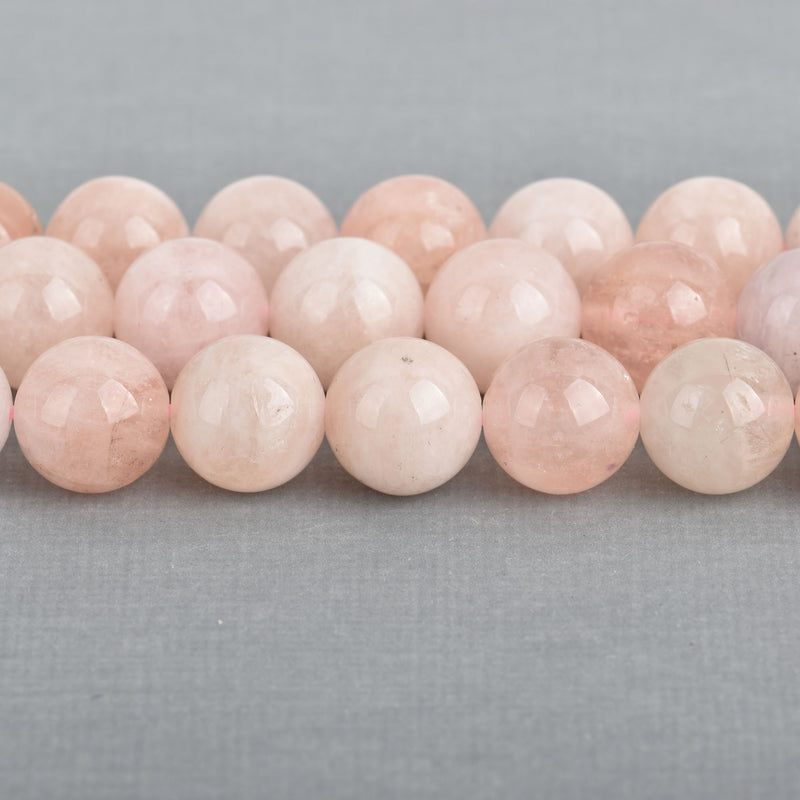 12mm MORGANITE Round Gemstone Beads, Natural Peach Pink Color, full strand, 32 beads, gms0065
