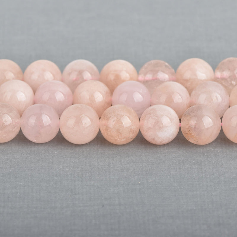 10mm MORGANITE Round Gemstone Beads, Natural Peach Pink Color, full strand, 39 beads, gms0066