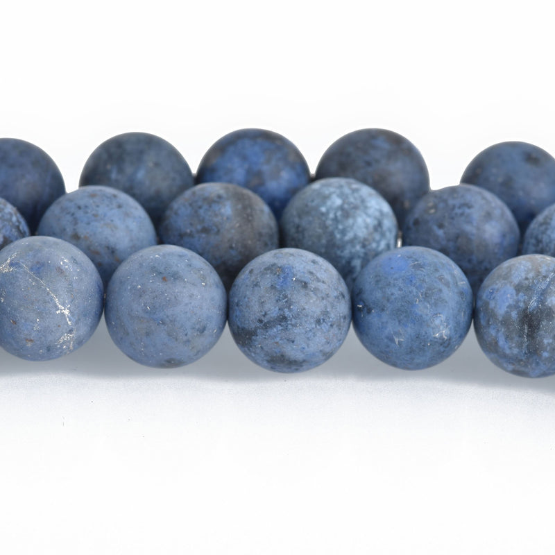 8mm Matte DUMORTIERITE Round Beads, Denim Blue, full strand, 47 beads, gem0389