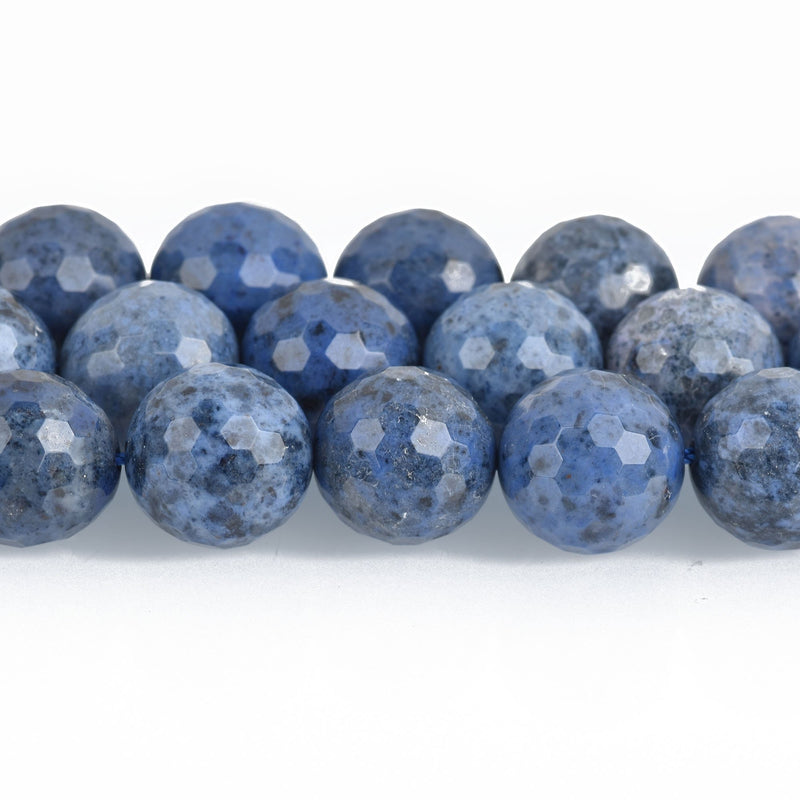 8mm DUMORTIERITE Round Beads, Faceted Denim Blue, full strand, 47 beads, gem0390