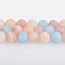 6mm Matte MORGANITE, AQUAMARINE, HELIODOR Round Gemstone Beads, full strand, 65 beads, gms0076