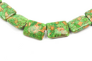Composite Stone Beads, variegated green, PUFFED RECTANGLE  20x15mm, strand, GMX0014