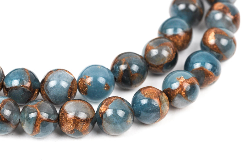8mm Light Denim Blue Composite Golden Quartz Round Beads, non-faceted, 1 strand, gmx0021