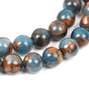 6mm Light Denim Blue Composite Golden Quartz Round Beads, non-faceted, 1 strand, gmx0023