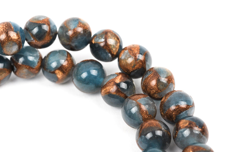 8mm Light Denim Blue Composite Golden Quartz Round Beads, non-faceted, 1 strand, gmx0021