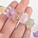 18x12mm Mixed Nugget Gemstone Beads, full strand, amethyst, rose quartz, citrine, rock crystal, prehnite gmx0022