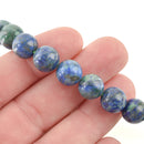 10mm AZURITE MALACHITE ROUND Gemstone Beads, natural gemstone, blue green, full strand, gmx0025