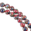 12mm MIXED Green Blue Red Composite Golden Quartz Round Beads, faceted, 1 strand, gmx0029