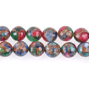 12mm MIXED Green Blue Red Composite Golden Quartz Round Beads, faceted, 1 strand, gmx0029