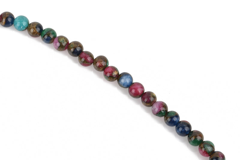 4mm Mixed Green Blue Red Composite Golden Quartz Round Beads, full strand, 95 beads, gmx0061