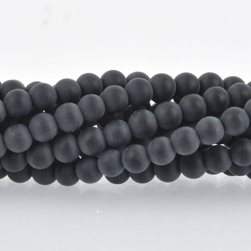 4mm Round MATTE BLACK ONYX Beads, frosted, full strand, about 95 beads, gon0019