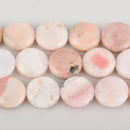 16mm PINK PERUVIAN OPAL Coin Beads, natural gemstone, full strand, about 25 beads, gop0010