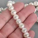 2 Large Freshwater Pearl Beads with Rhinestone Accents, wedding pearls . about 10mm  gpe0017