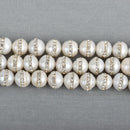 2 Large Freshwater Pearl Beads with Rhinestone Accents, wedding pearls . about 10mm  gpe0017
