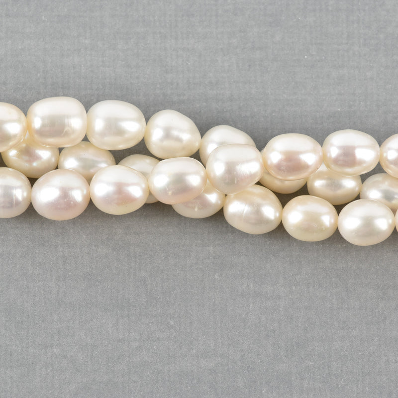 8mm-9mm OVAL Off White Cultured Freshwater Pearls Beads, full strand, about 44 beads, gpe0029