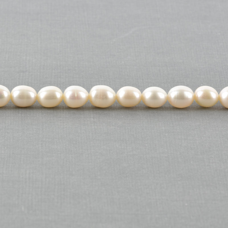 8mm-9mm OVAL Off White Cultured Freshwater Pearls Beads, full strand, about 44 beads, gpe0029