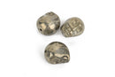 7 IRON PYRITE SKULL Beads, 12x10mm  Natural Gemstones . Carved Fool's Gold  gpy0003
