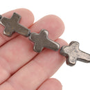 20x14mm PYRITE Fool's Gold Gemstone CROSS BEADS . Sideways Cross   full strand, gpy0011