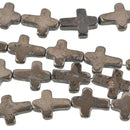 20x14mm PYRITE Fool's Gold Gemstone CROSS BEADS . Sideways Cross   full strand, gpy0011