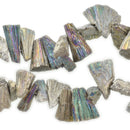 RAINBOW PYRITE Fools Gold Gemstone Beads, Sunburst Triangle Shape, focal pendant beads, full strand, gpy0013