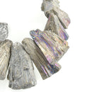 RAINBOW PYRITE Fools Gold Gemstone Beads, Sunburst Triangle Shape, focal pendant beads, full strand, gpy0013