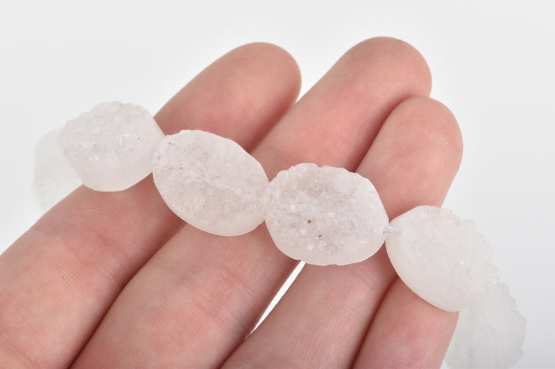 5 DRUZY ROCK CRYSTAL Oval Beads  18x14mm gqz0047