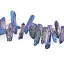 Natural BLUE RAINBOW QUARTZ Point Crystal Beads, metallic plated, about 5/8" to 1" long about 65 beads, gqz0059