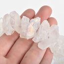 Quartz Gemstone Beads, Polished Rough NUGGETS Bead, CLEAR AB Coated, full strand, about 29-30 beads, gqz0061
