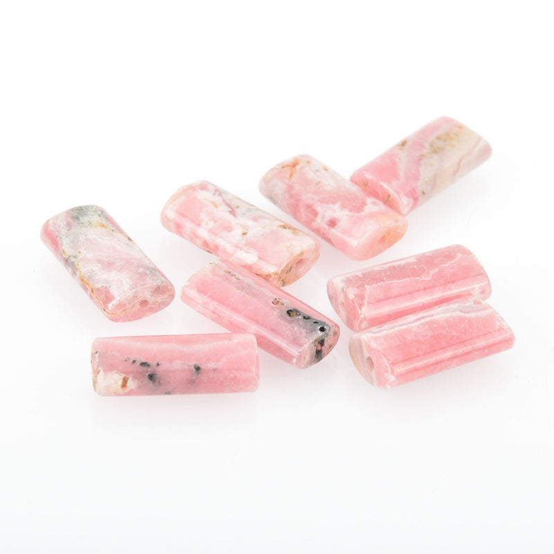 2 matching Banded RHODOCHROSITE RECTANGLE COLUMN Beads 16mm x 8mm genuine gemstones rose pink grh0004