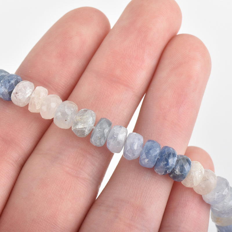 7mm DENIM BLUE SAPPHIRE Rondelle Beads  7" strand of loose beads, about 49 beads gsa0002
