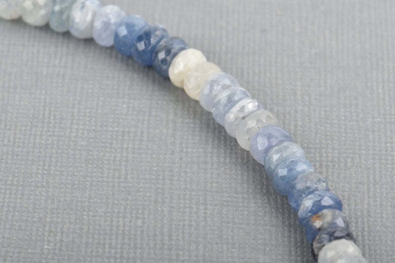 7mm DENIM BLUE SAPPHIRE Rondelle Beads  7" strand of loose beads, about 49 beads gsa0002