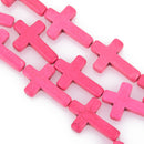30mm Pink Howlite Cross Beads, Sideways Cross full strand, how0045