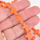 16mm Howlite Cross Beads, PUMPKIN ORANGE, full Strand, 24 beads, how0134