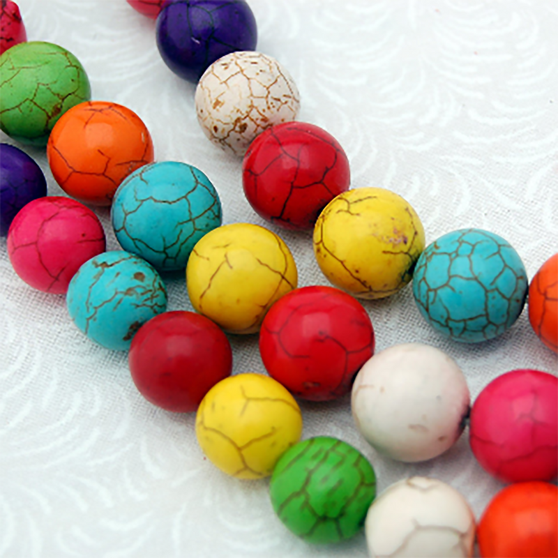 10mm Howlite Stone Beads ROUND BALL, mixed colors, full strand, how0211