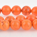 8 Large Howlite Stone Beads ROUND Ball 16mm, PUMPKIN ORANGE how0245