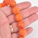 8 Large Howlite Stone Beads ROUND Ball 16mm, PUMPKIN ORANGE how0245