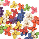 Large Gemstone Butterfly Pendant Charm Beads . Summer Colors with Navy Blue. 1 strand . 12 beads, 2 of each color how0304