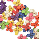 Large Gemstone Butterfly Pendant Charm Beads . Summer Colors with Navy Blue. 1 strand . 12 beads, 2 of each color how0304