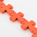 2 Large Howlite Stone Beads ORANGE Maltese CROSS  36x30mm  how0308