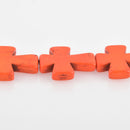 2 Large Howlite Stone Beads ORANGE Maltese CROSS  36x30mm  how0308